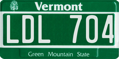 VT license plate LDL704