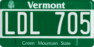 VT license plate LDL705