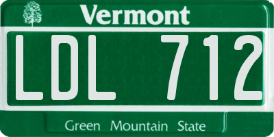 VT license plate LDL712