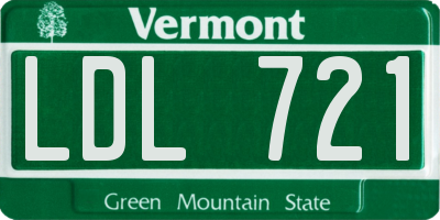 VT license plate LDL721