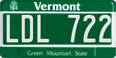 VT license plate LDL722