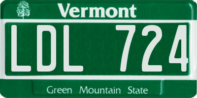 VT license plate LDL724
