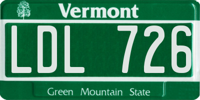 VT license plate LDL726