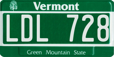 VT license plate LDL728