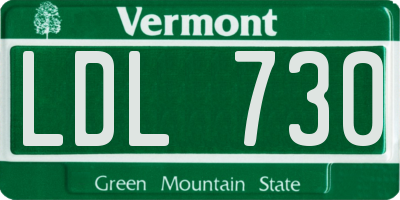 VT license plate LDL730