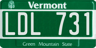 VT license plate LDL731
