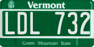VT license plate LDL732
