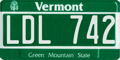 VT license plate LDL742