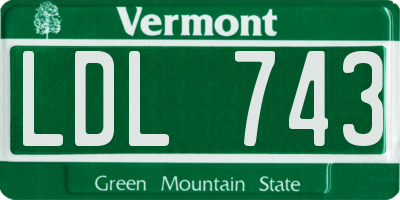 VT license plate LDL743
