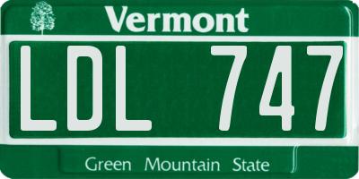 VT license plate LDL747