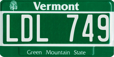 VT license plate LDL749