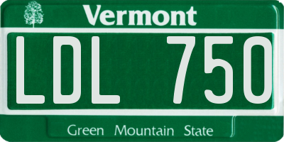 VT license plate LDL750