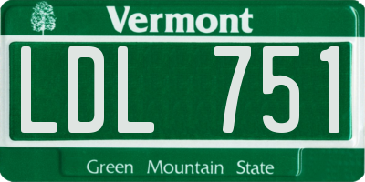 VT license plate LDL751