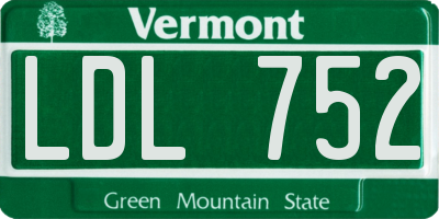 VT license plate LDL752