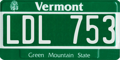 VT license plate LDL753
