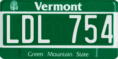 VT license plate LDL754