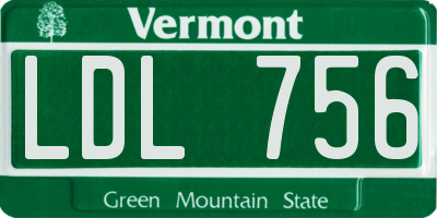 VT license plate LDL756