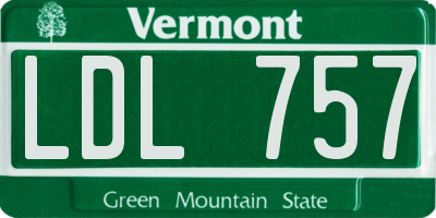 VT license plate LDL757