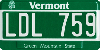 VT license plate LDL759