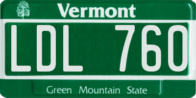 VT license plate LDL760