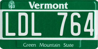 VT license plate LDL764