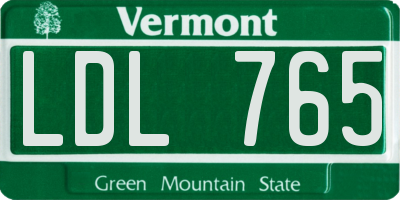 VT license plate LDL765