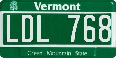 VT license plate LDL768
