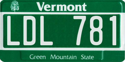 VT license plate LDL781