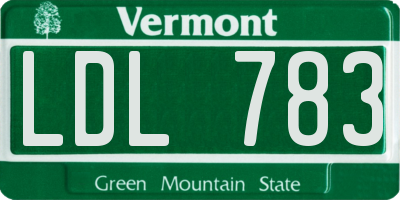 VT license plate LDL783