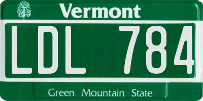 VT license plate LDL784