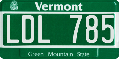 VT license plate LDL785