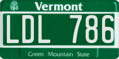 VT license plate LDL786