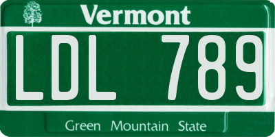 VT license plate LDL789