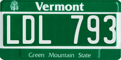 VT license plate LDL793