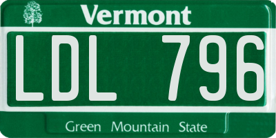 VT license plate LDL796