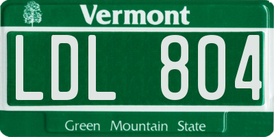 VT license plate LDL804