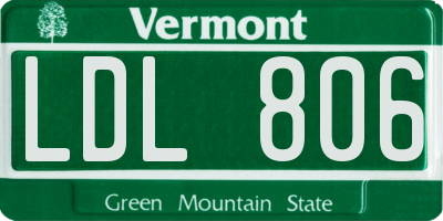 VT license plate LDL806