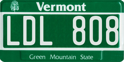 VT license plate LDL808