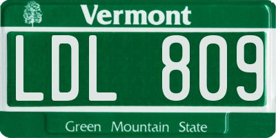VT license plate LDL809