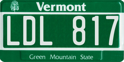 VT license plate LDL817
