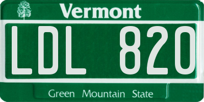 VT license plate LDL820