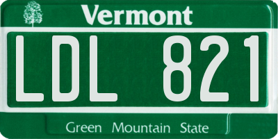 VT license plate LDL821