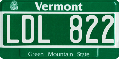 VT license plate LDL822