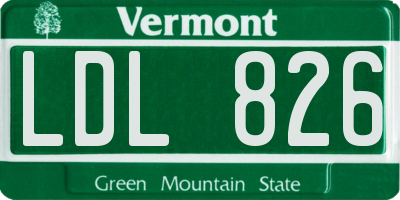 VT license plate LDL826