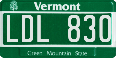 VT license plate LDL830
