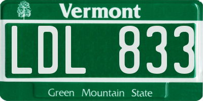 VT license plate LDL833