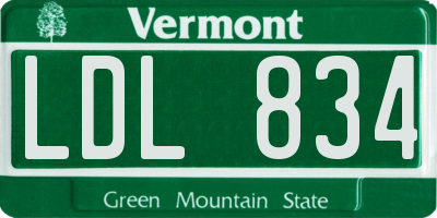 VT license plate LDL834