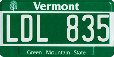 VT license plate LDL835