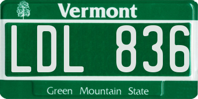 VT license plate LDL836
