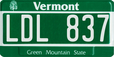 VT license plate LDL837